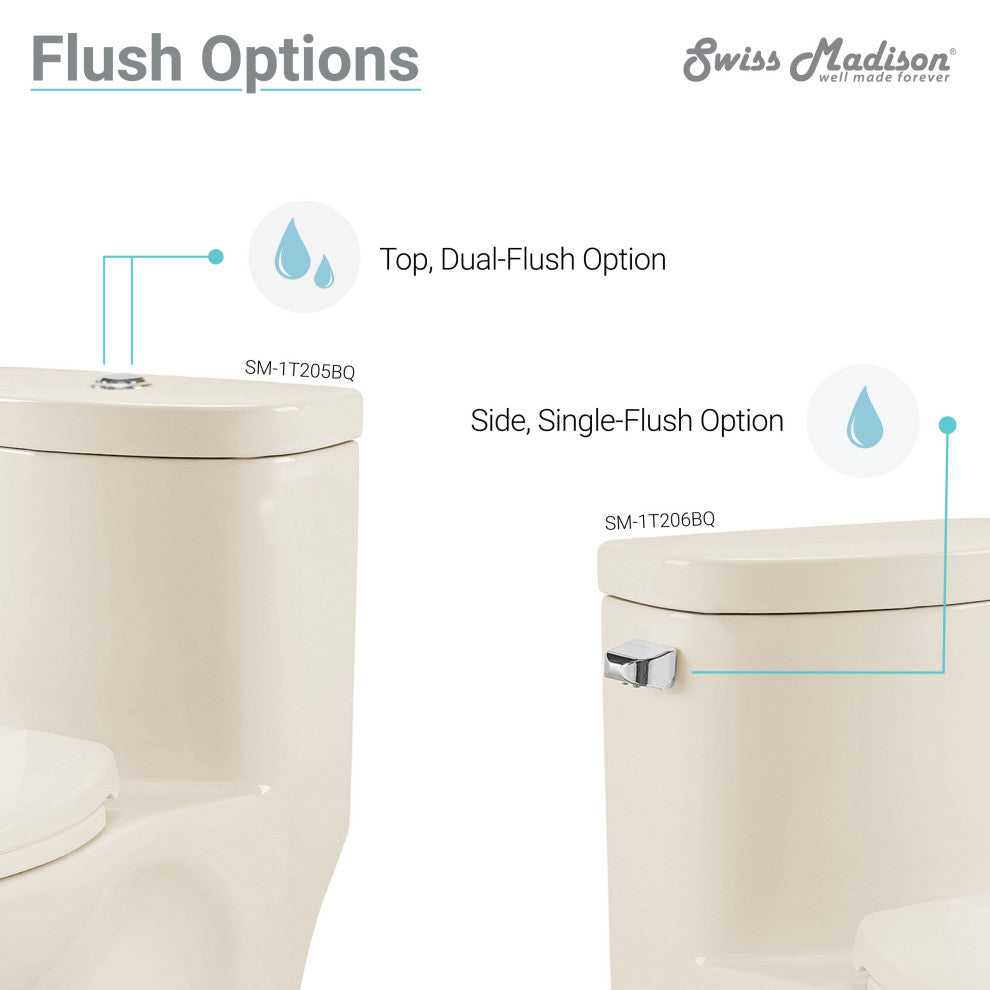 Sublime One Piece Elongated Toilet, Bisque, Single Flush