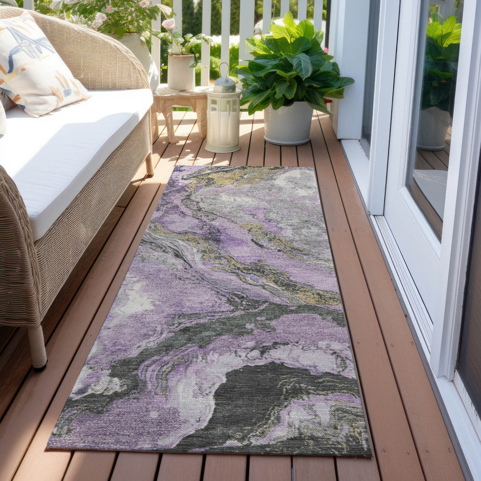 Machine Washable Indoor/Outdoor Chantille ACN1908 Violet 2'3" x 7'6" Runner Rug