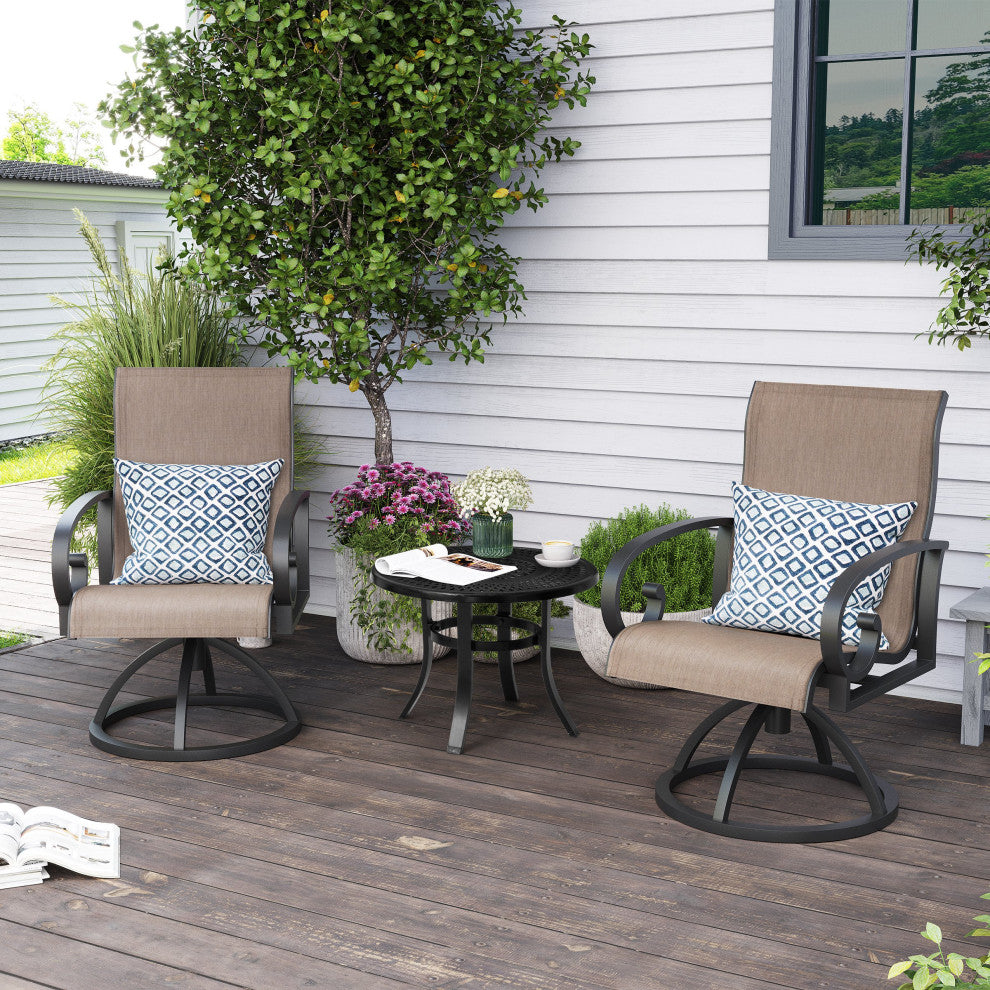 Bar Stool Chair Outdoor Aluminum Rocking Lounge, Brown