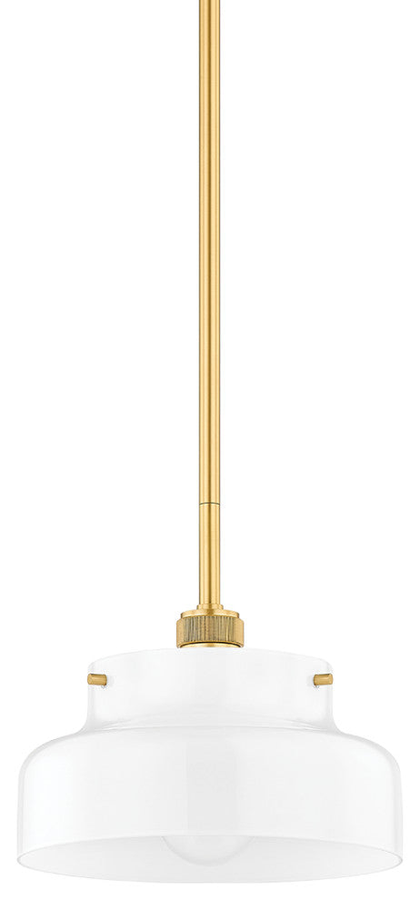 1 Light Pendant, Aged Brass