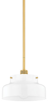 1 Light Pendant, Aged Brass