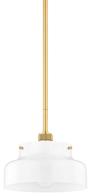 1 Light Pendant, Aged Brass
