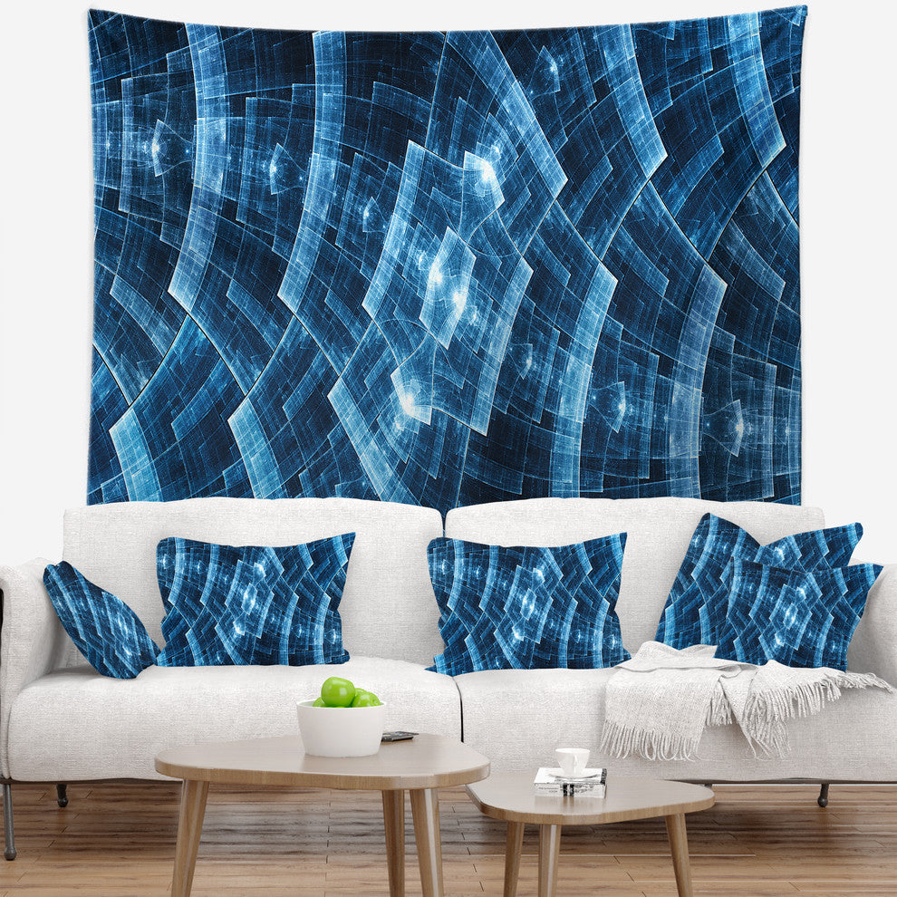 Blue Protective Metal Grids Abstract Wall Tapestry, 80"x68"