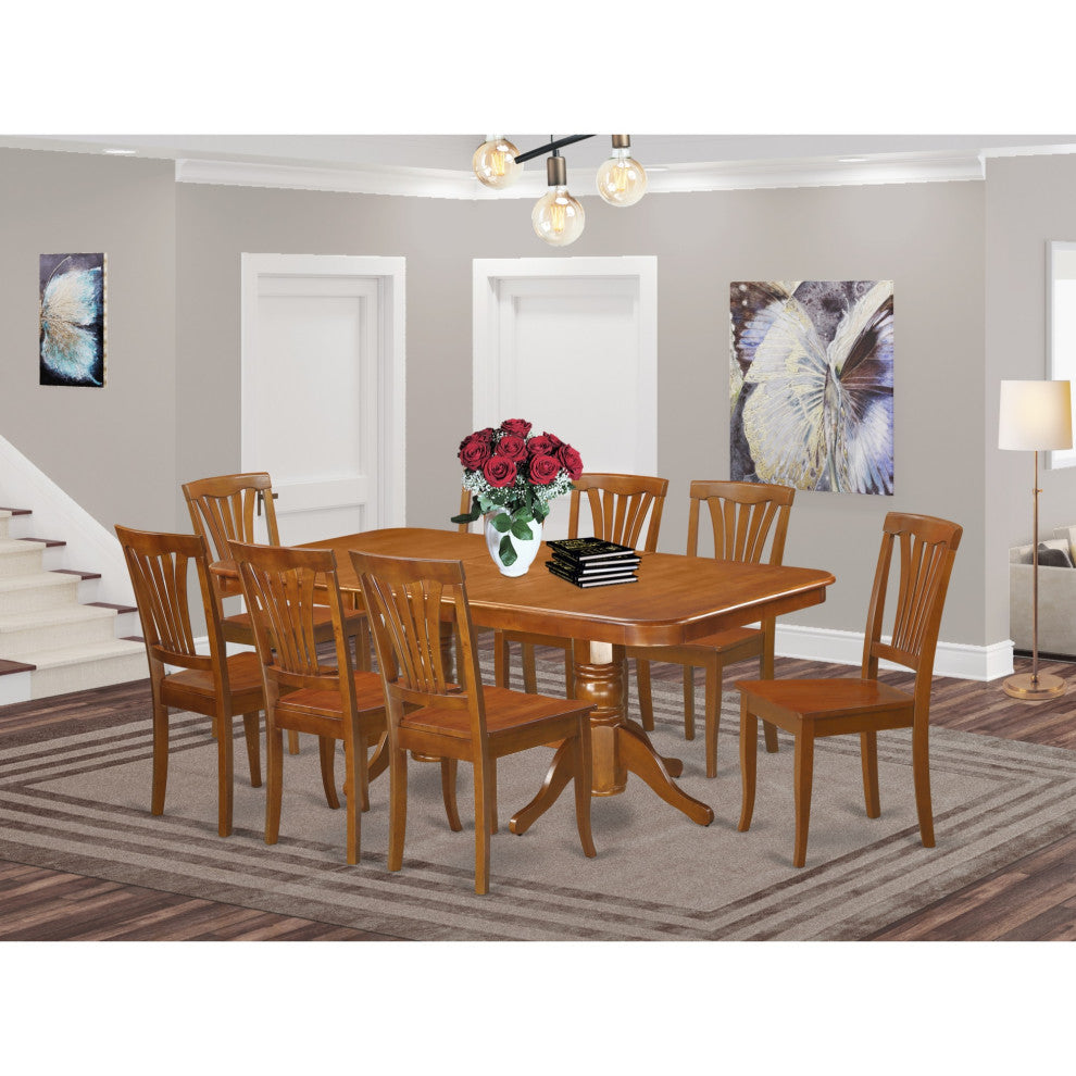 Naav9-Sbr-W 9-Piece Formal Dining Room Set, Table and 8 Chairs