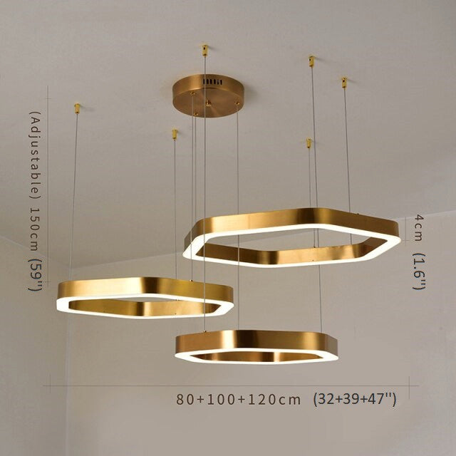 Hexagon combined ring lamps for living room, dining room, bedroom., 32x39x47''