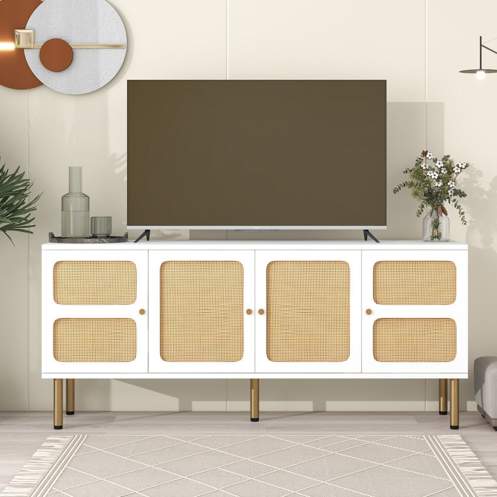 Gewnee  TV Stand with Rattan Door