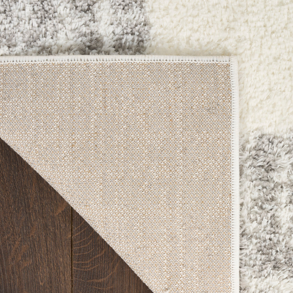 Nourison Pacific Shag 7'10" x 9'10" Ivory Grey Shag Indoor Rug