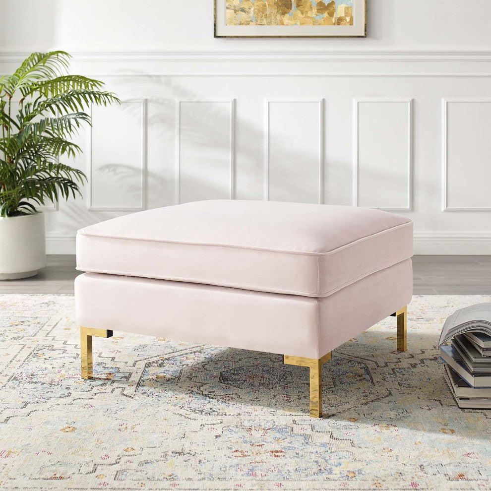 Accent Chair Ottoman, Velvet, Pink, Modern, Living Lounge Hotel Hospitality