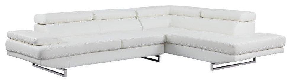 Brooklyn White Leather Air Sectional Right Arm Facing