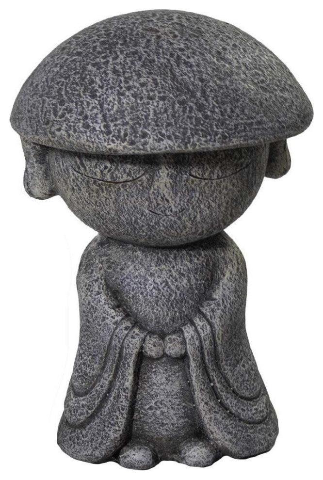 14" Gray Hatted Monk Indoor Outdoor Statue
