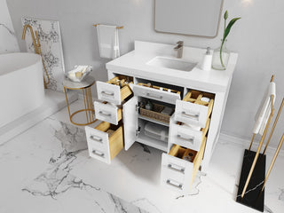 Cambridge 42 Single Sink Bath Vanity in White 2" Carrara Marble