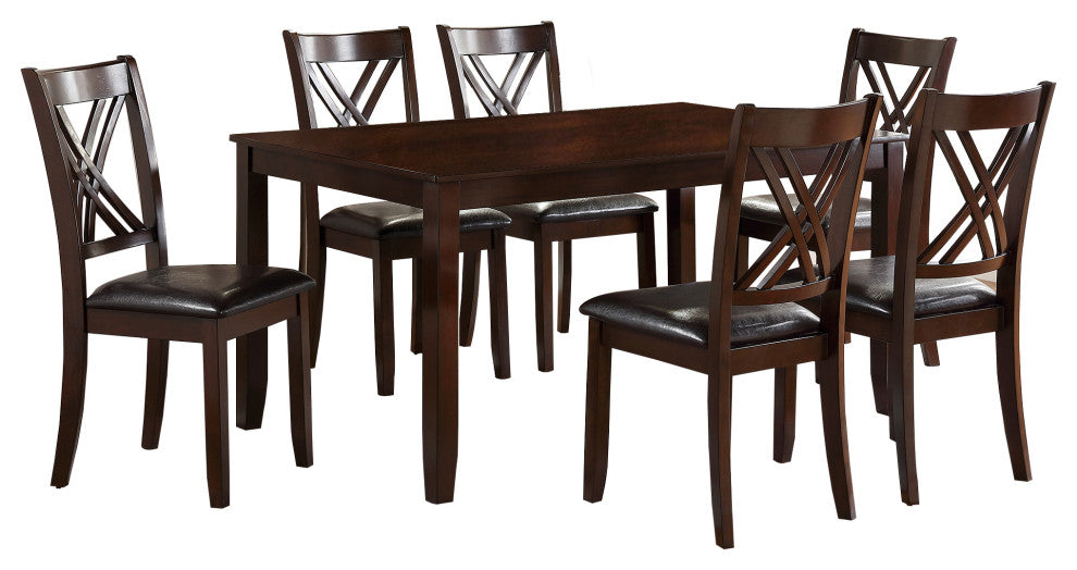 Benzara BM232892 Wooden Dining Set With Chamfered Feet/Chairs, Brown
