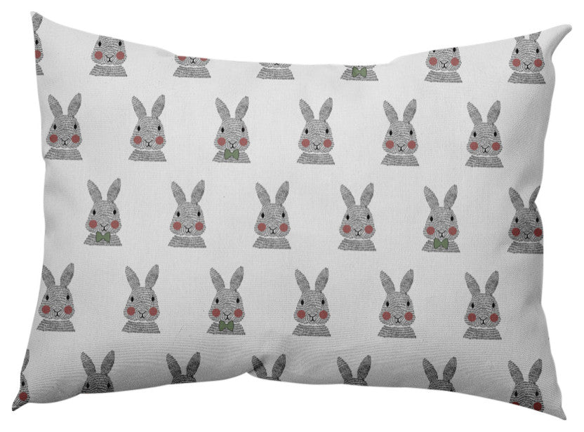 Bunny Fluffle Easter Decorative Lumbar Pillow, Laurel Tree Green, 14x20"