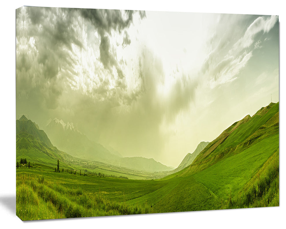 Meadow under Clouds Panorama, Landscape Canvas Art Print, 60x40