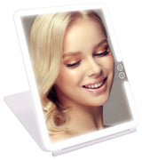 Touch Pad 2.0 Rechargeable LED Makeup Mirror with Flip Cover, White