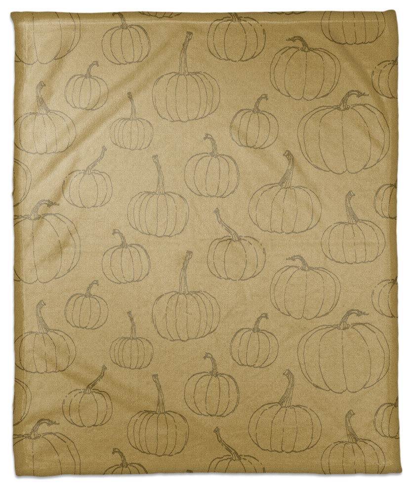 Mustard Yellow Pumpkin Pattern 50x60 Coral Fleece Blanket