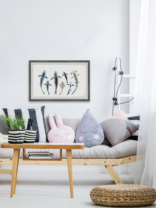 "Shark Types II" Framed Painting Print, 18"x12"