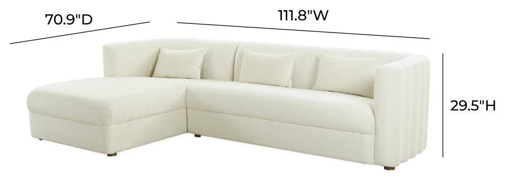 Callie Velvet Sectional, Cream, Laf
