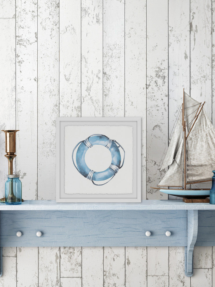 "Blue Floater" Framed Painting Print, 12"x12"