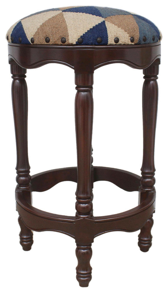 Shabby Chic Kilim Wood Bar Stool Jeffrey 18"x18"x32"