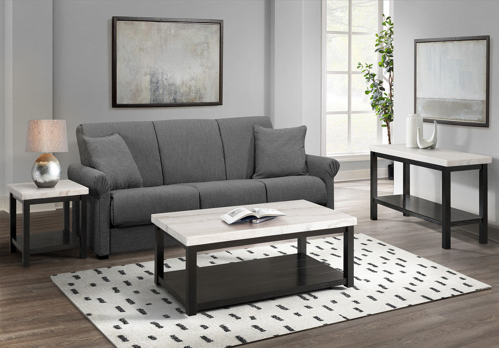 Picket House Evie White Marble Square End Table