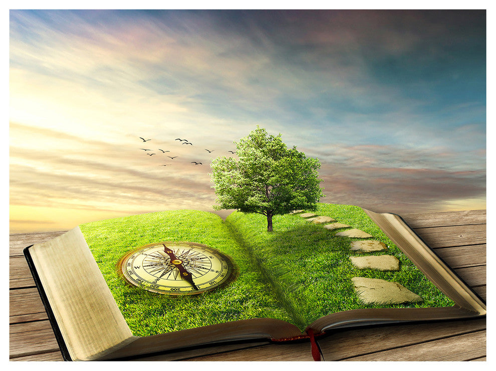Book of Life with Greenery, Landscape Canvas Art Print, 40"x30"