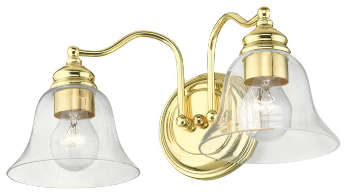 Moreland 2 Light Polished Brass Vanity Sconce