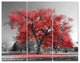 Big Red Tree on Foggy Day, Landscape Triptych Canvas Art Print, 36x28, 3 Panels