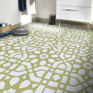 Azilal Handmade Cement Tile, Tan/White, Sample