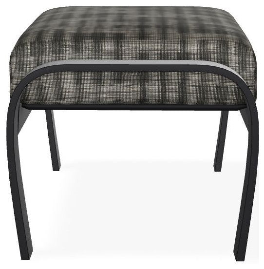 Belle Isle Cushion Outdoor Ottoman, Illusion Plaid Onyx/Black