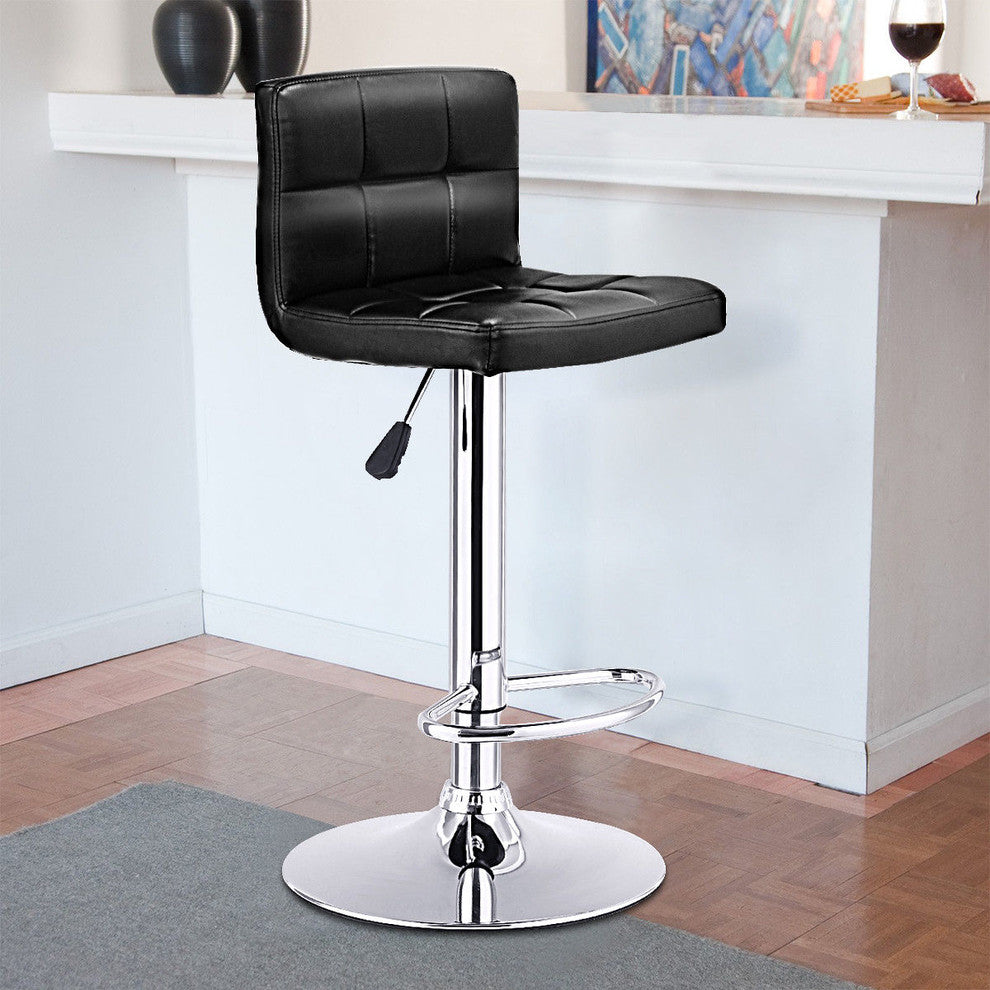 Costway 1 PC Bar Stool Swivel Adjustable PU Leather Barstools Bistro Pub Chair