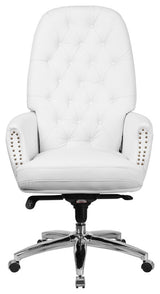 High Back Tufted White Leather Multifunction Executive Swivel Chair With Arms