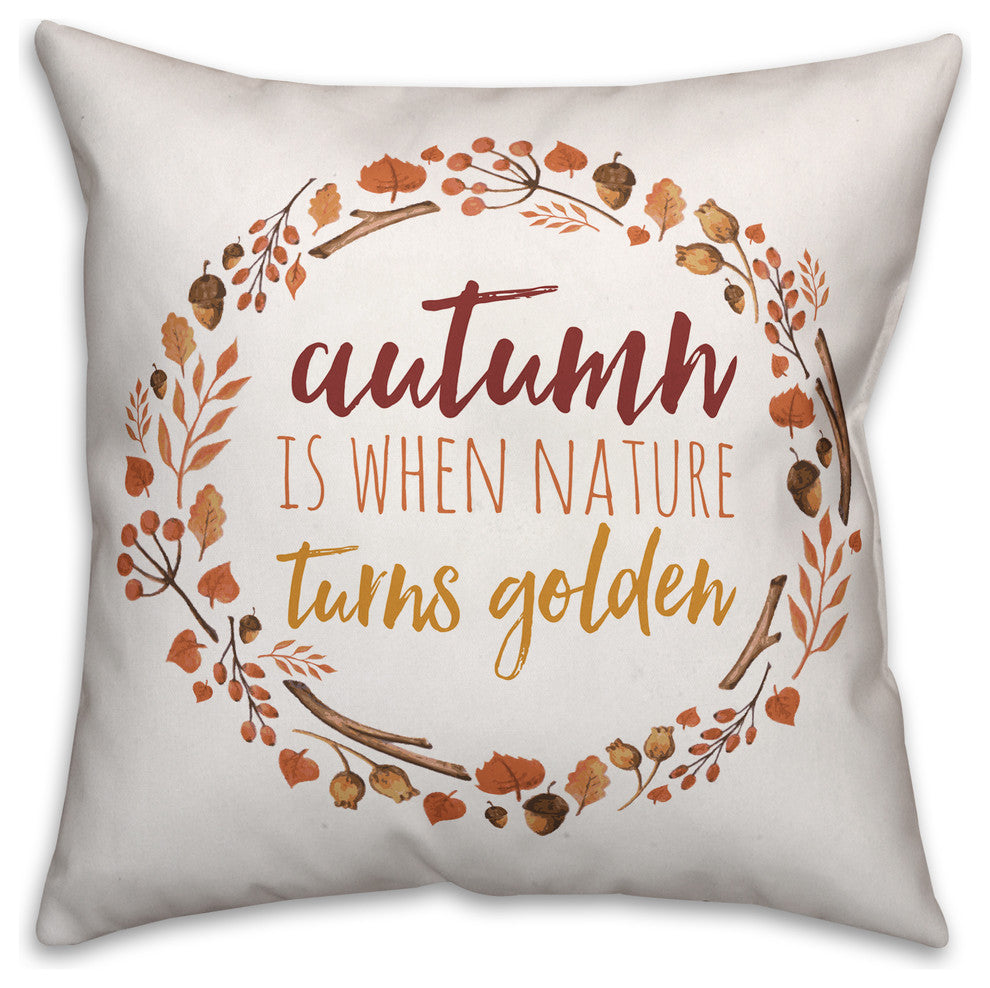 Golden Autumn Throw Pillow, 18"x18"