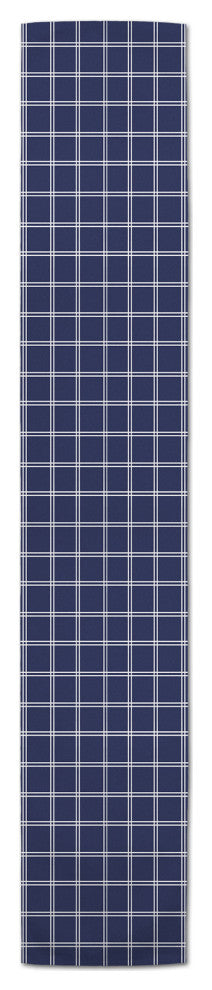 Navy and White Grid 16x90 Poly Twill Table Runner