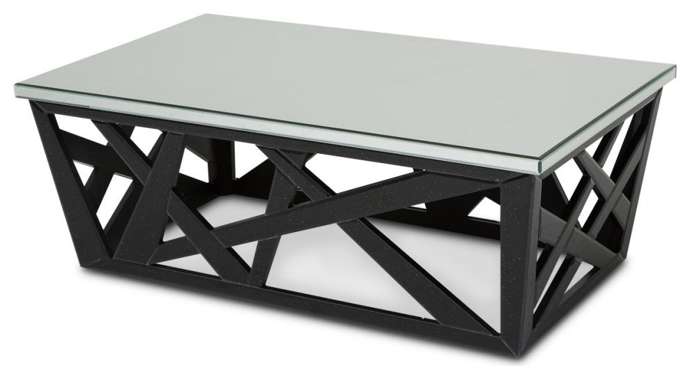 Montreal Mirrored Top Cocktail Table - Black