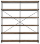 88" Black And Brown Iron and Wood Five Tier Bookcase