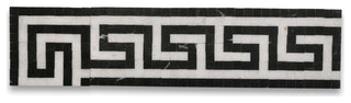 Greek Key Thassos White Nero Marquina Black Marble Mosaic Border Tile, 1 piece