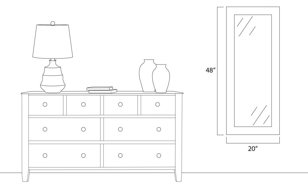 Pendleton Framed Wall Mirror, Grey Oak, 20" X 48"
