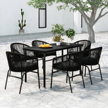 vidaXL Patio Dining Set 7 Piece Black Garden Outdoor Table and Chair Furniture
