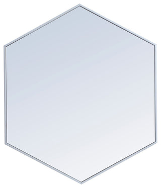 Elegant Decker Metal Frame Hexagon Mirror 38" MR4538S - Silver