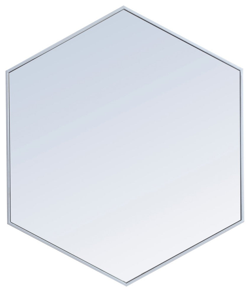 Elegant Decker Metal Frame Hexagon Mirror 38" MR4538S - Silver