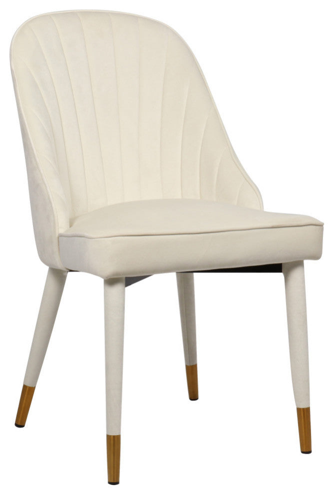 Belle Velvet Upholstered Dining Chair (Set of 2), Cream