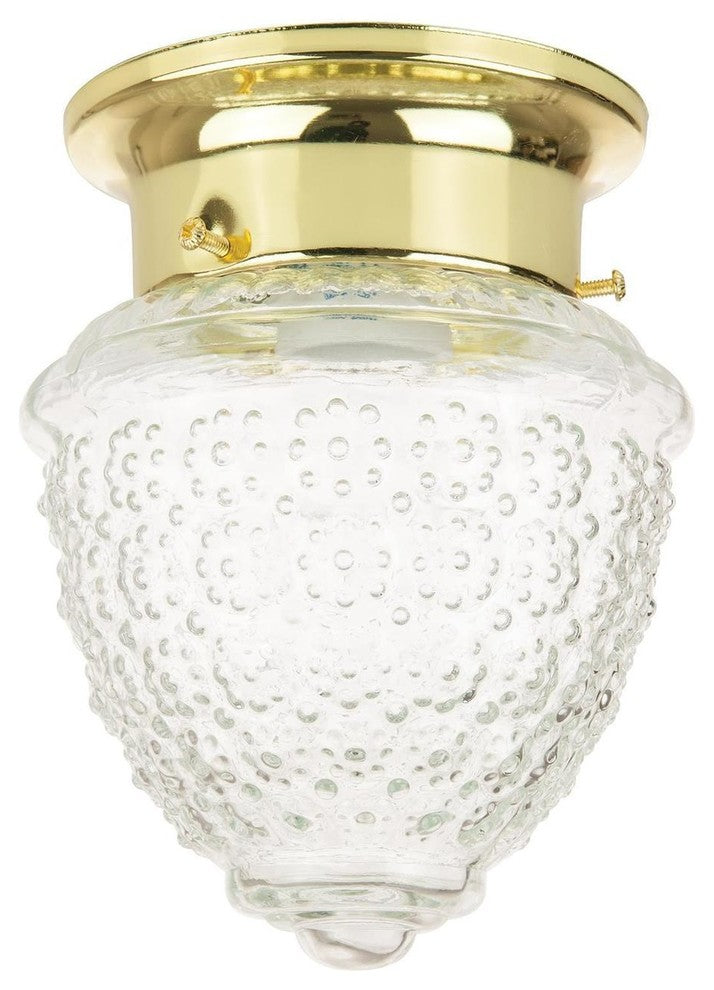 Pineapple Ceiling Fixture Polished Brass Clear Textured Glass