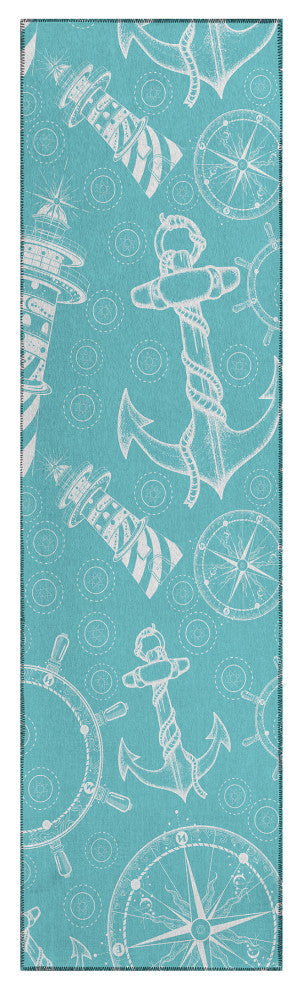 Indoor/Outdoor Harbor HA9 Ocean Machine Washable 2'3" x 7'6" Runner Rug