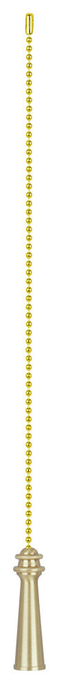 Aspen Creative 20505-X, 12" Metal Knob with Polished Brass Pull Chain, Copper, P