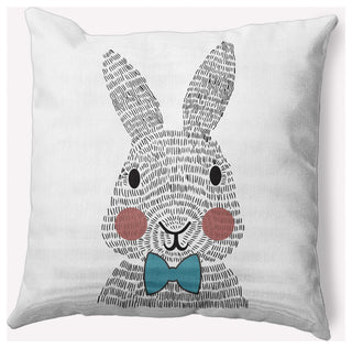 Bow-tie Bunny Easter Indoor/Outdoor Throw Pillow, Explorer Blue, 20x20"