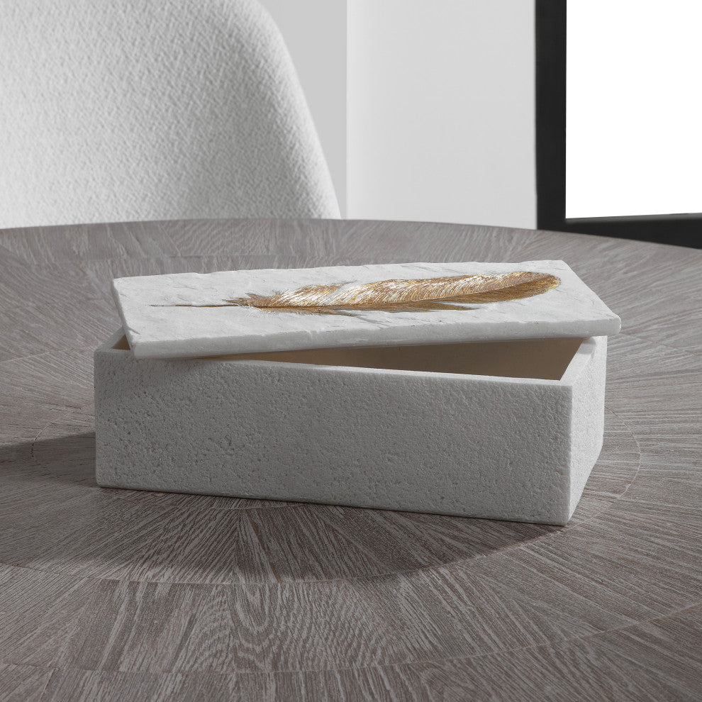 Uttermost Nephele 12x6" White Stone Box