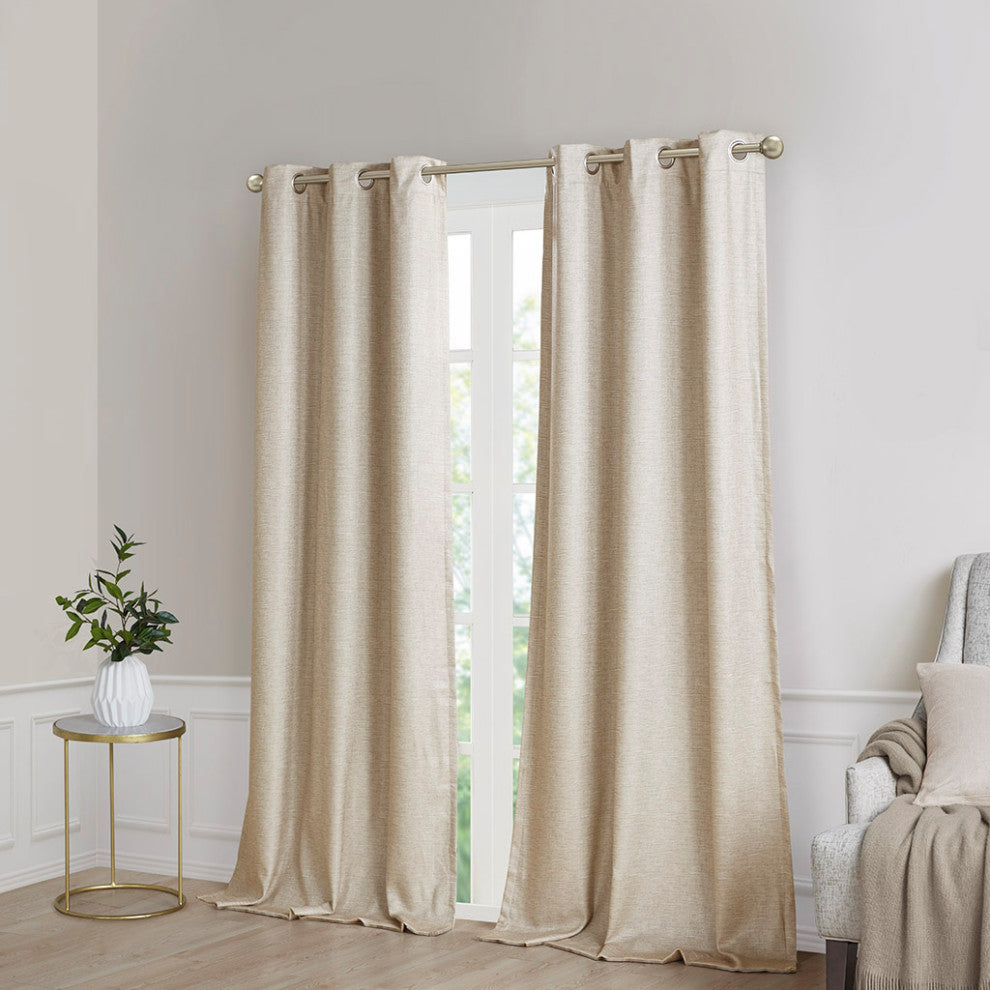 Madison Park Tonal Printed Faux Silk Room Darkening Curtain Panel Pair
