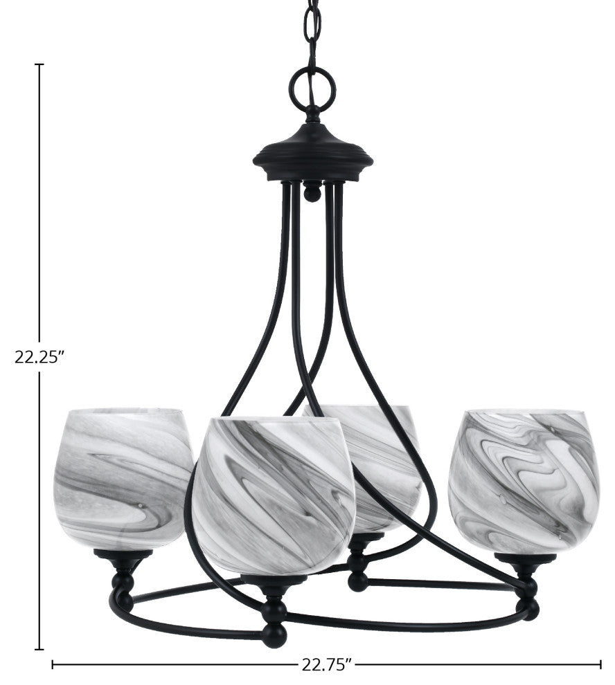 Capri 4-Light Chandelier, Matte Black/Onyx Swirl
