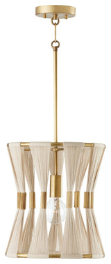 Capital Lighting Bianca 1-Light Pendant, Bleached Natural Rope/Patina Brass